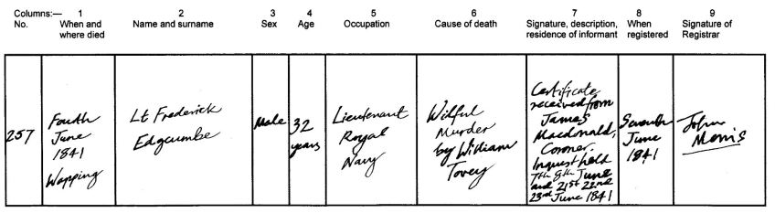 Edgcumbe death certificate