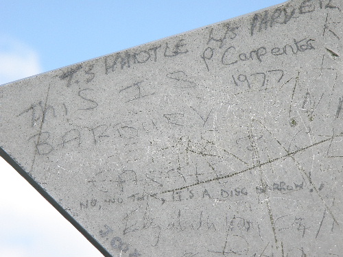 Buderop Down disc barrow warning sign