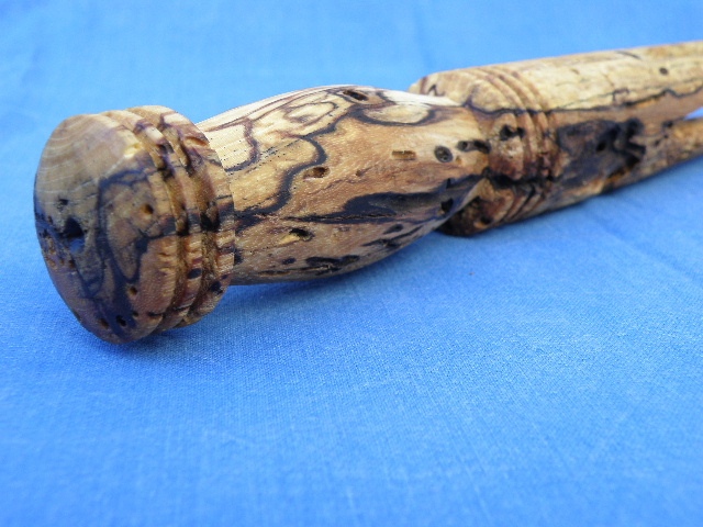 A cannibal fork made of spalted wood.