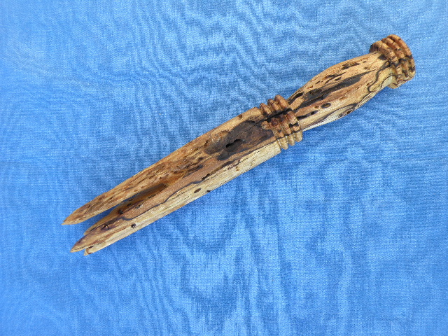 A cannibal fork made of spalted wood.