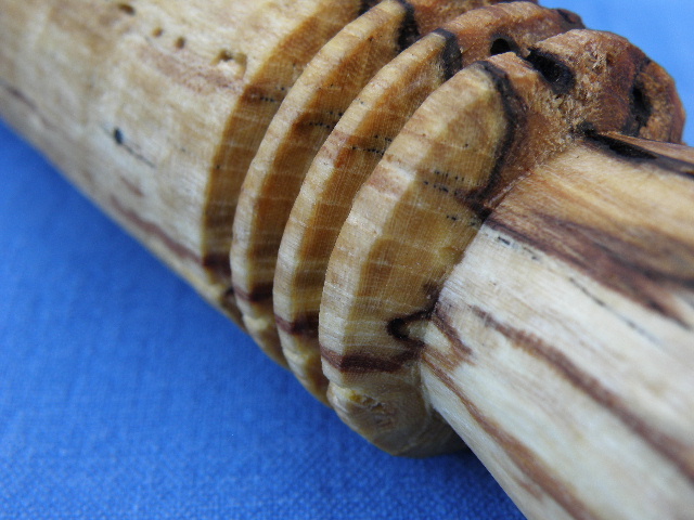 A cannibal fork made of spalted wood.